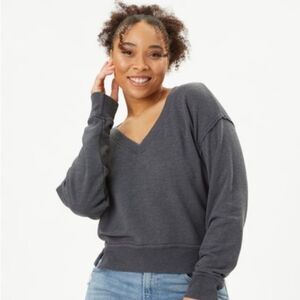 Michael Stars Anthropologie Oxide Camila Gray Crop V-Neck Sweatshirt Small New
